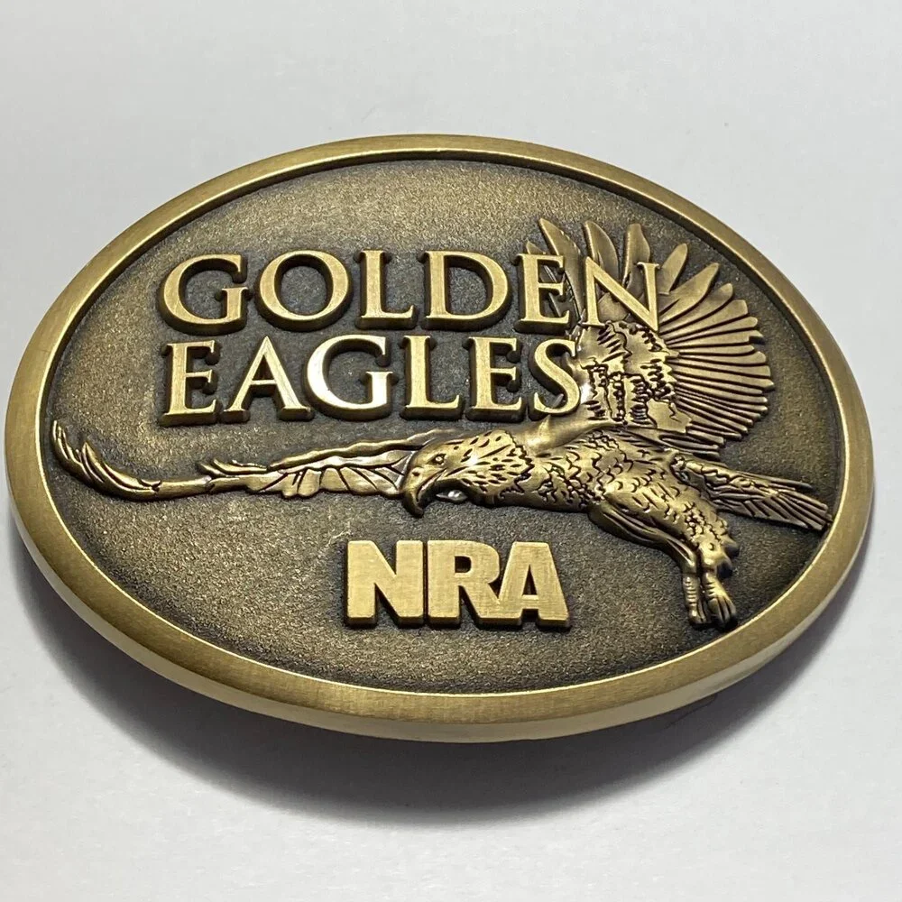 Vintage Belt Buckle NRA‎ Golden Eagles Oval Gold Color American Eagle National